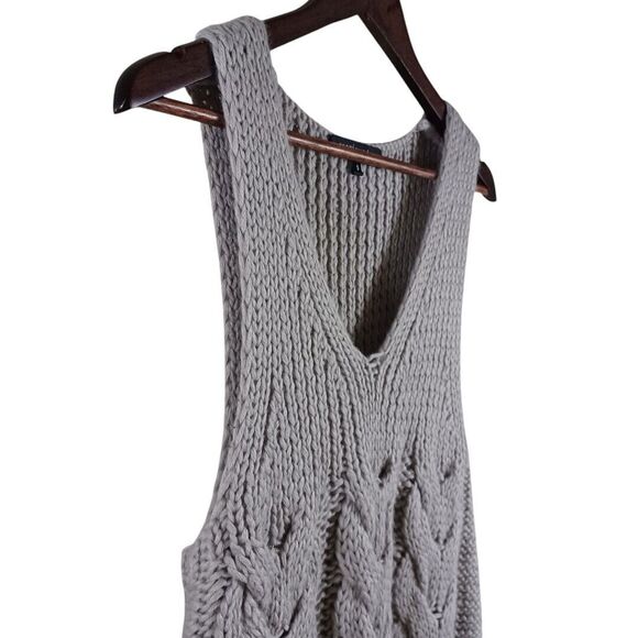 American Retro Women’s Sz 0 Gray Cable Knit Nordic Sweater Dress Wool Blend Mini - Picture 4 of 8